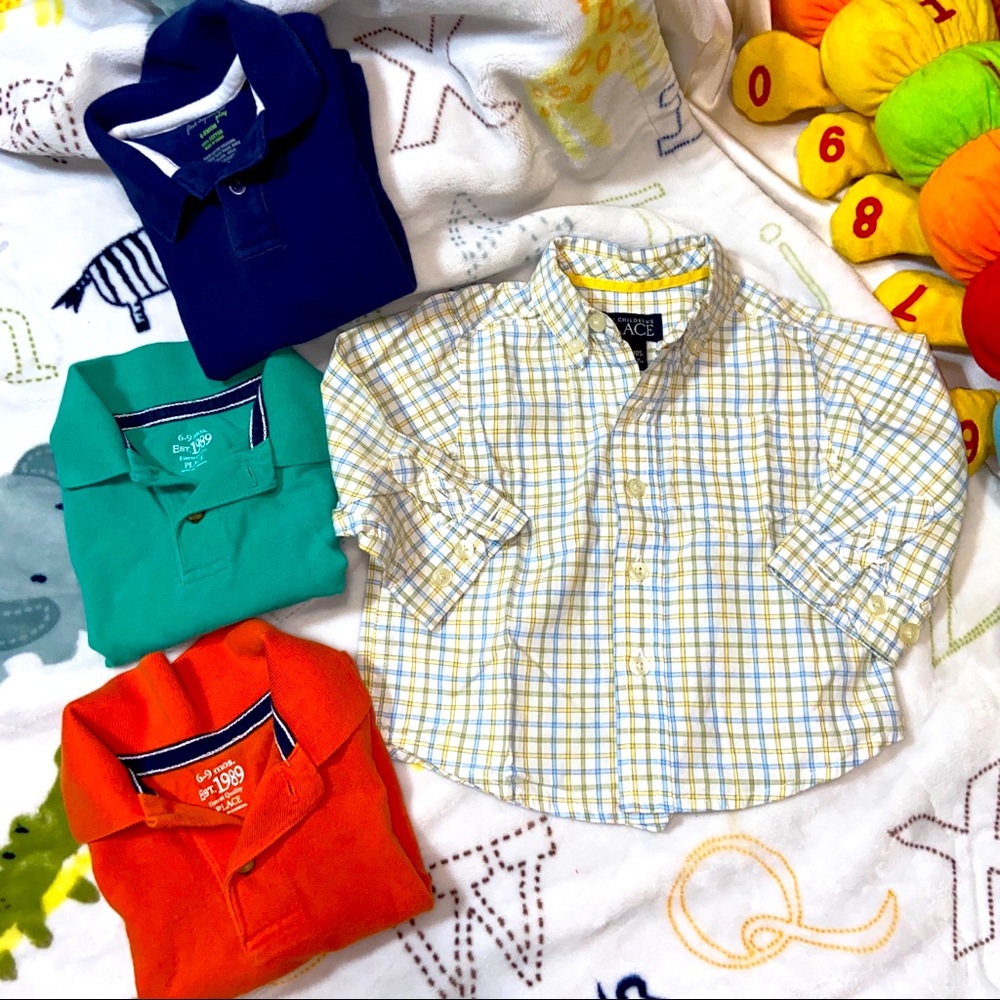 Bundle of 4, 3x S/S Polo Shirts & Button Down 6-9m